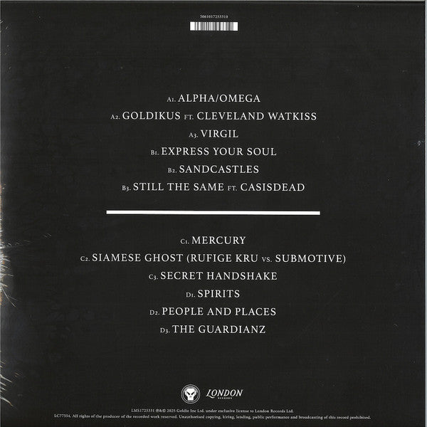 Goldie Rufige Kru – Alpha Omega (2xLP, London Records, 2025) Back Cover