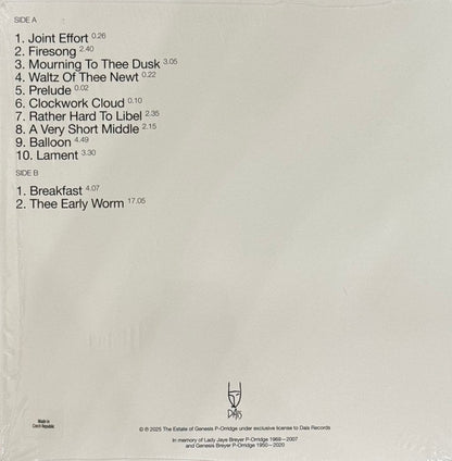 Early Worm – Early Worm (LP, Clear Smoke, Dais Records, 2025) Back Cover