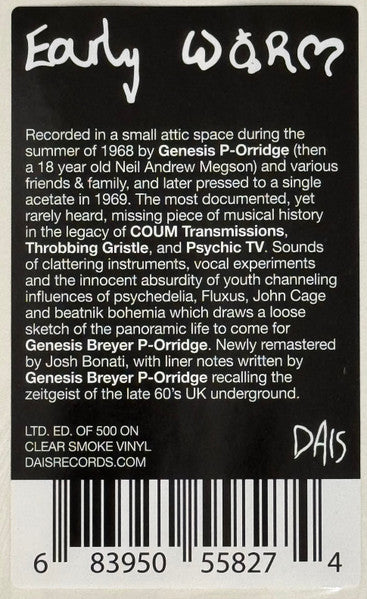 Early Worm – Early Worm (LP, Clear Smoke, Dais Records, 2025) Image 3