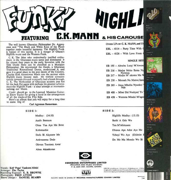 C.K. Mann & His Carousel 7 : Funky Highlife (LP, Album, RE, RM)
