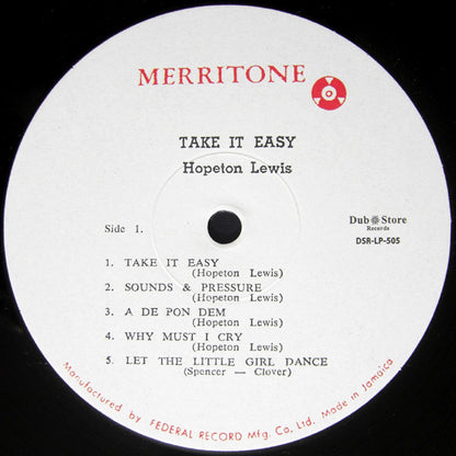 Hopeton Lewis : "Take It Easy" With The "Rock Steady" Beat (LP, Album, RE)