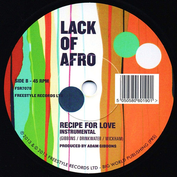 Lack Of Afro : Recipe For Love (7", Single)