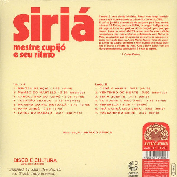 Mestre Cupijó E Seu Ritmo : Siriá (LP, Comp)