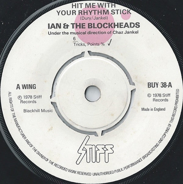 Ian Dury And The Blockheads : Hit Me With Your Rhythm Stick (7", Single, Mad)