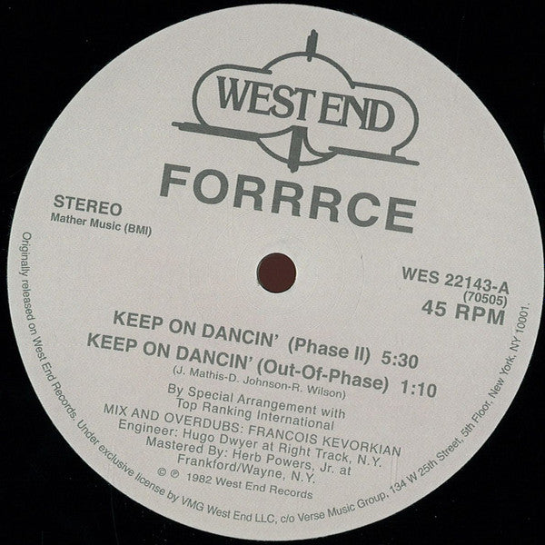 Forrrce : Keep On Dancin' (12", RE, RM)