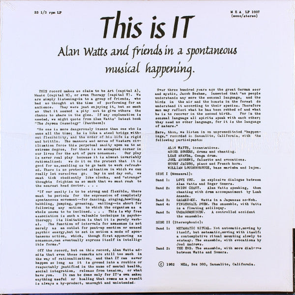 Alan Watts : This Is IT (LP, Mono, RE)