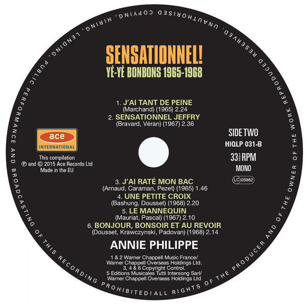 Annie Philippe : Sensationnel! • Yé-Yé Bonbons 1965-1968 (LP, Comp, RM, Red)