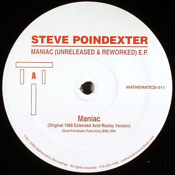Steve Poindexter : Maniac (Unreleased & Reworked) E.P. (12", EP)