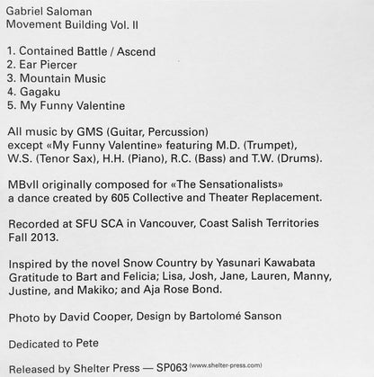 Gabriel Mindel Saloman : Movement Building Vol. II (LP, Album, Ltd)