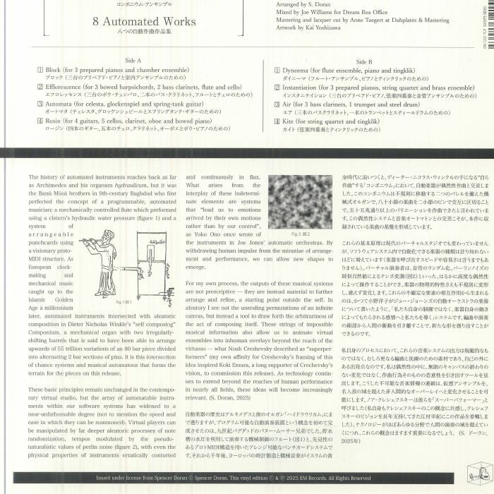 Componium Ensemble – 8 Automated Works (LP, EM Records, 2025) Back Cover