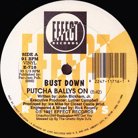 Bustdown : Putcha Ballys On (12", Single)