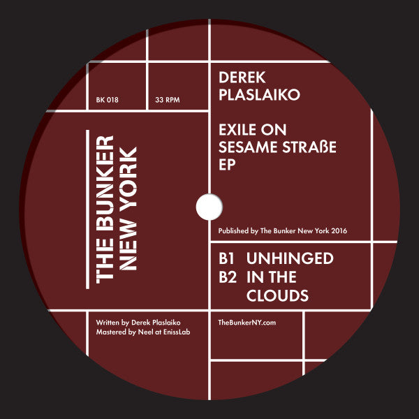 Derek Plaslaiko – Exile On Sesame Straße EP (12", Red, The Bunker New York, 2016) Image 3