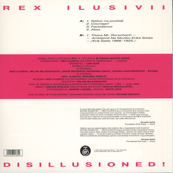 Rex Ilusivii – Disillusioned! (LP, Atlantide, 2016) Back Cover