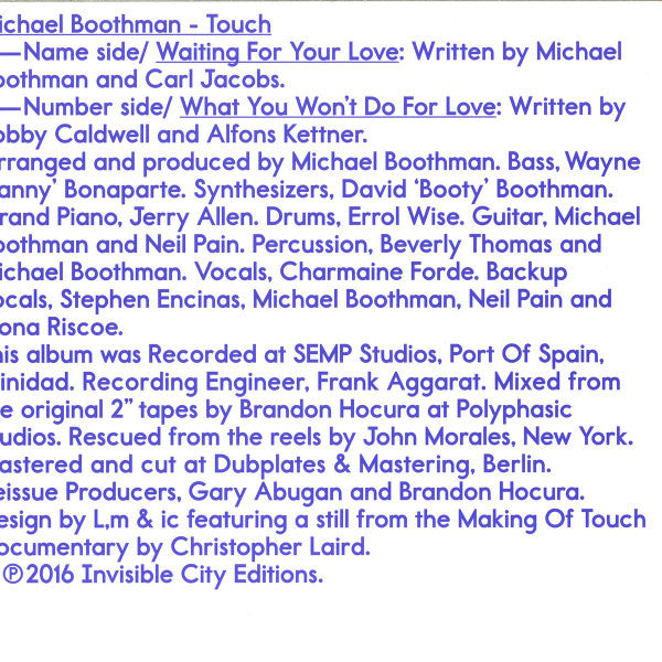 Michael Boothman : Touch (12", RE, RP)