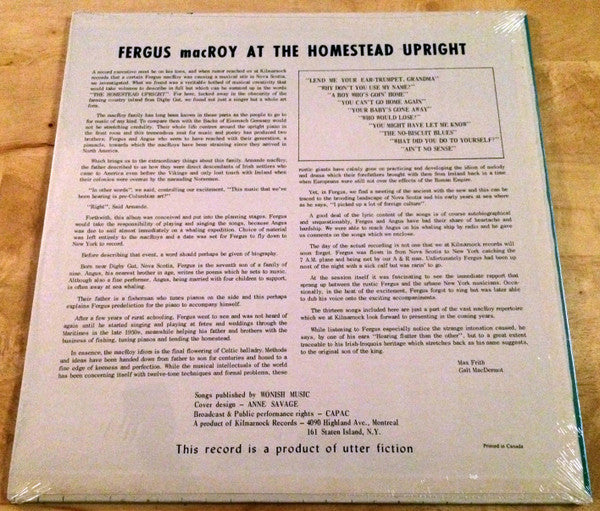 Fergus MacRoy : At The Homestead Upright (LP, Album)