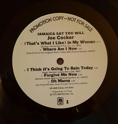 Joe Cocker : Jamaica Say You Will (LP, Album, Promo)