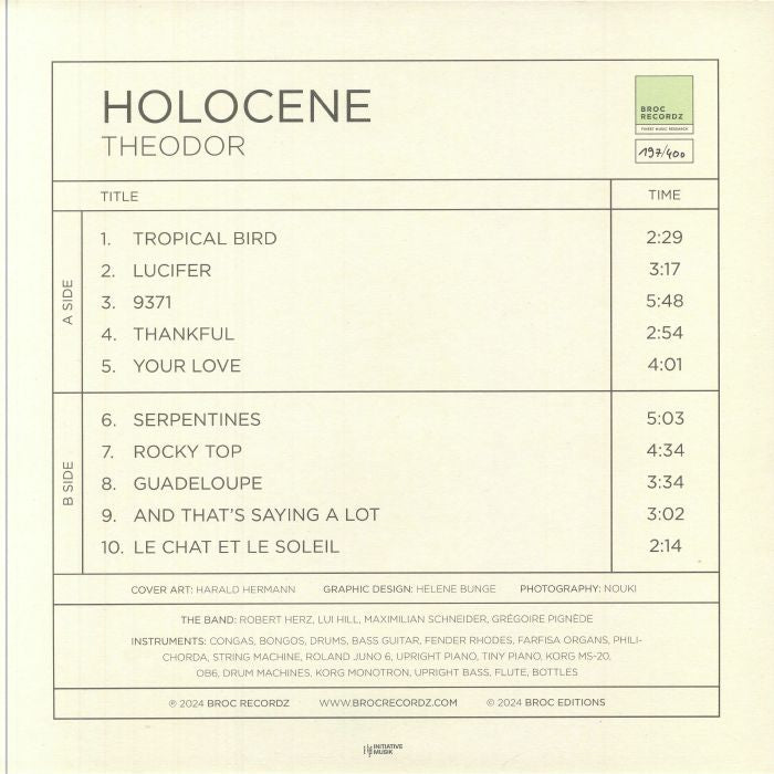 Theodor – Holocene (LP, Broc Recordz, 2024) Back Cover