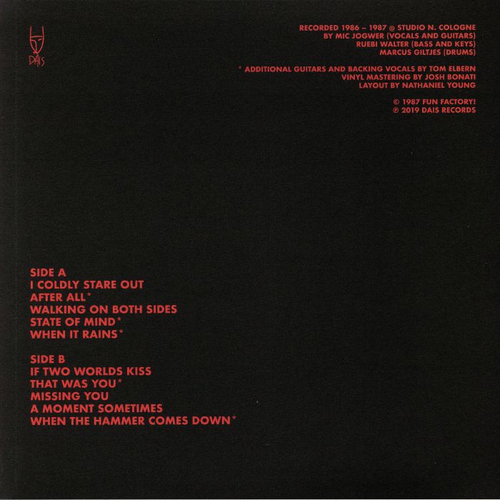 Pink Turns Blue – If Two Worlds Kiss (LP, Clear Purple, Dais Records, 2025) Back Cover