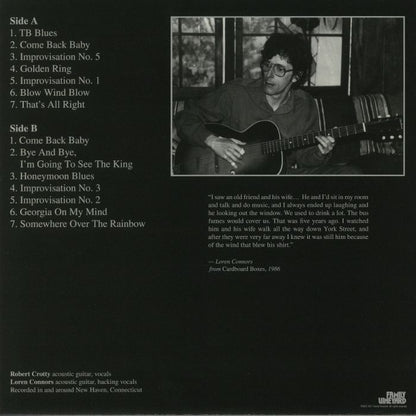 Robert Crotty Loren Connors – Robert Crotty With Me (Loren's Collection 1979-1987) (LP+CD, Family Vineyard, 2017) Back Cover