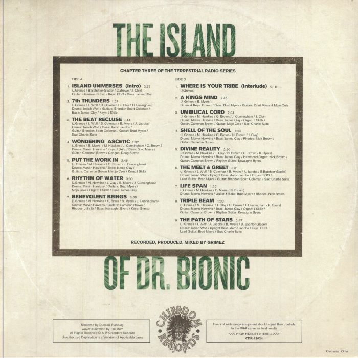 Doctor Bionic – The Island Of Dr. Bionic (LP, Chiefdom Records, 2025) Back Cover