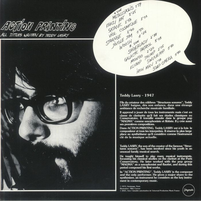 Teddy Lasry – Action Printing (LP, Vinymatic RECORDS, 2025) Back Cover