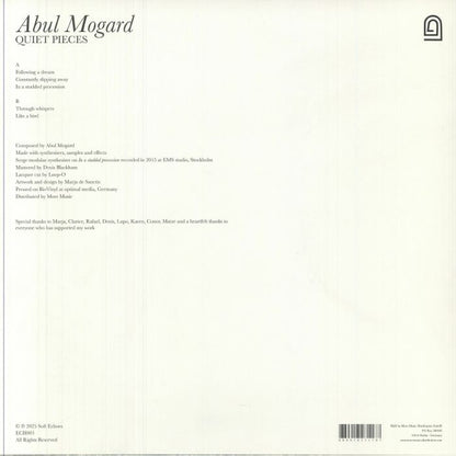 Abul Mogard – Quiet Pieces (LP, Soft Echoes, 2025) Back Cover