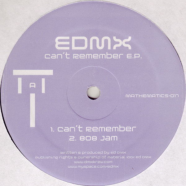 EDMX : Can't Remember E.P. (12", EP)