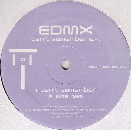 EDMX : Can't Remember E.P. (12", EP)