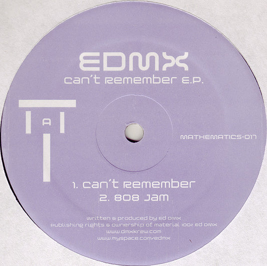 EDMX : Can't Remember E.P. (12", EP)