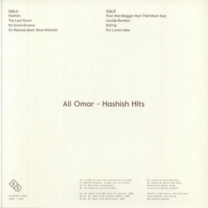 Ali Omar – Hashish Hits (LP, Efficient Space, 2025) Back Cover