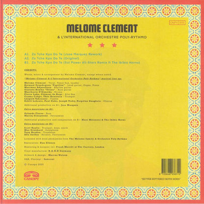 Clément Mêlomê L'International Orchestre Poly-Rythmo – Zo Tche Kpo Do Te (12", Canopy Records, 2025) Back Cover
