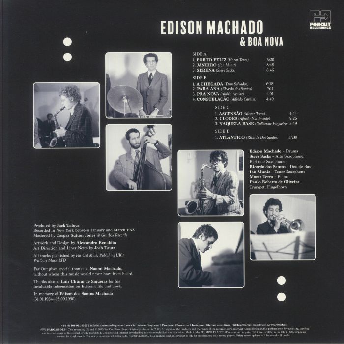 Edison Machado Boa Nova – Edison Machado & Boa Nova (2xLP, Far Out Recordings, 2025) Back Cover