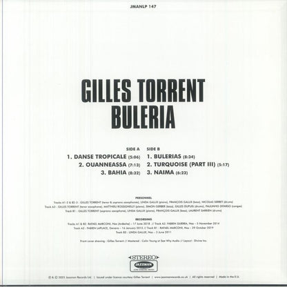 Gilles Torrent – Buleria (LP, Jazzman, 2025) Back Cover