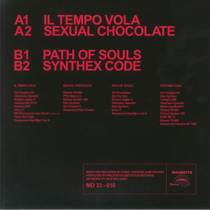 Daryl Systems & Mr Fantasy – Sensazione Elettronica (12", Maledetta Discoteca, 2025) Back Cover