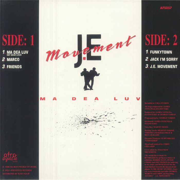 J.E. Movement – Ma Dea Luv (LP, Afrosynth Records, 2025) Back Cover