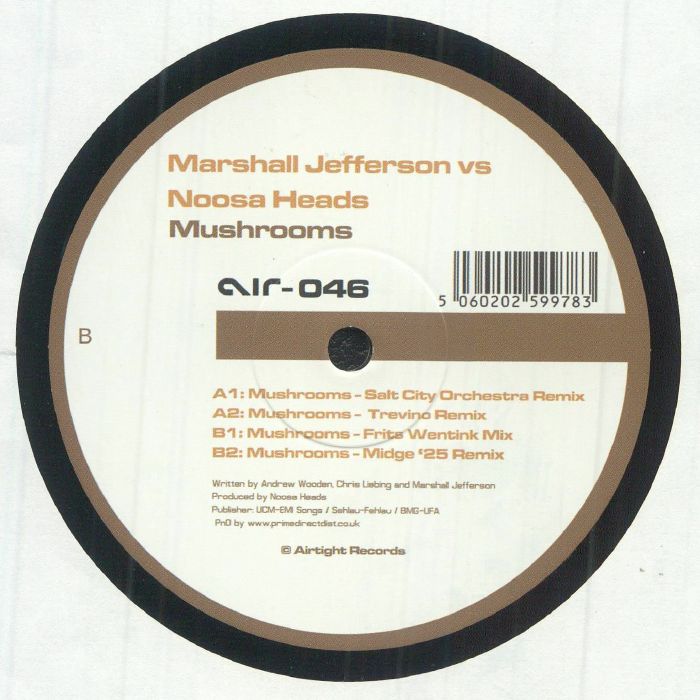 Marshall Jefferson Noosa Heads – Mushrooms (12", Airtight, 2025) Back Cover