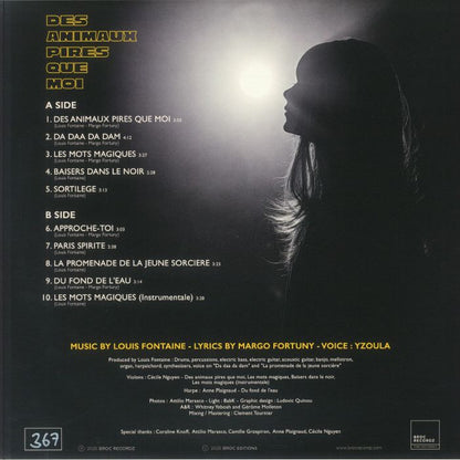 Yzoula Louis Fontaine – Des Animaux Pires Que Moi (LP, Broc Recordz, 2025) Back Cover