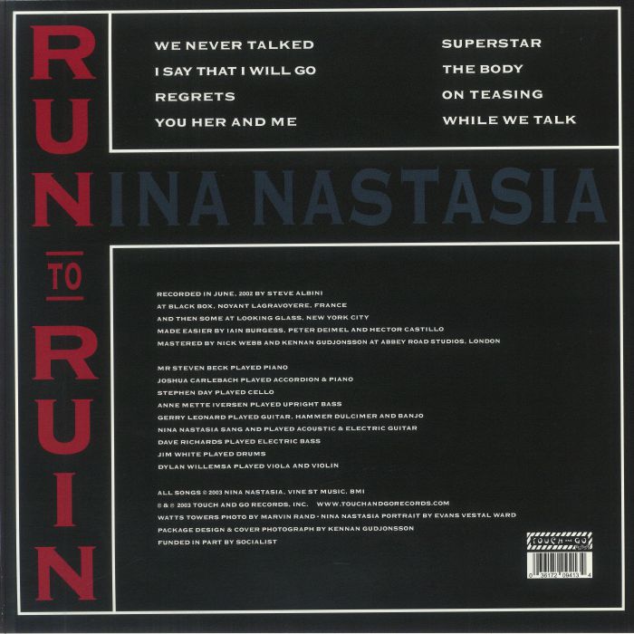 Nina Nastasia – Run To Ruin (LP, Blue, 180g, Touch And Go, 2025) Back Cover