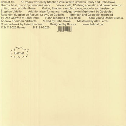 Stephen Vitiello Brendan Canty Hahn Rowe – Second (LP, Balmat, 2025) Back Cover