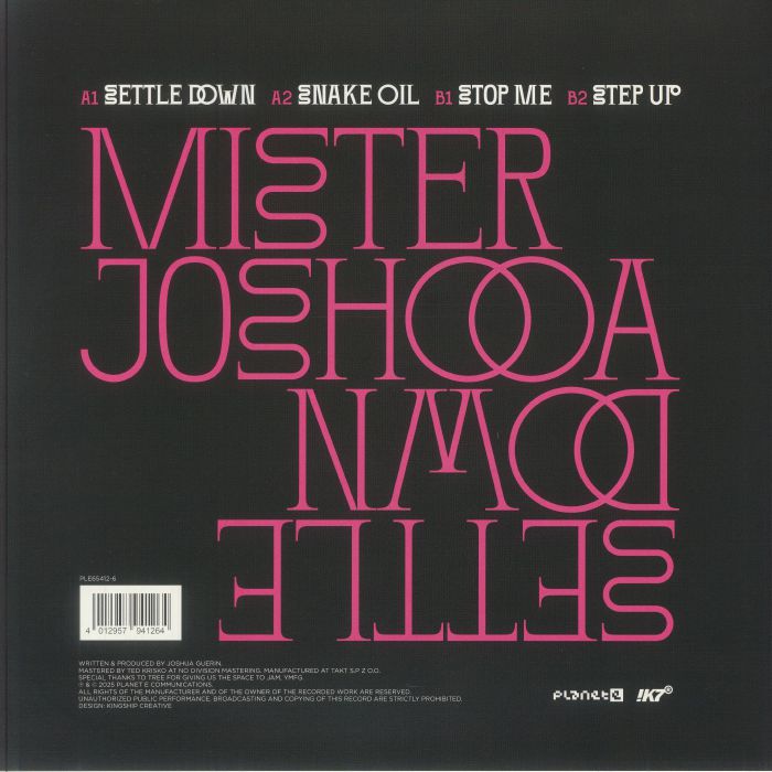 Mister Joshooa – Settle Down (12", Planet E, 2025) Back Cover