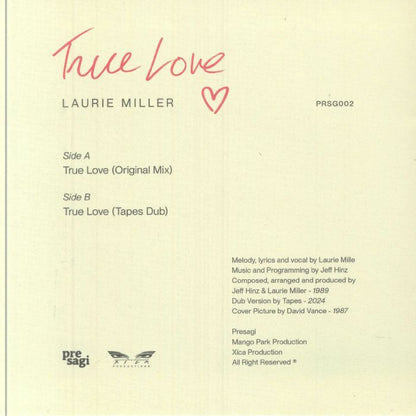 Laurie Miller – True Love (7", Presagi, 2025) Back Cover