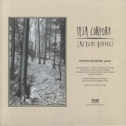 Nathan Salsburg – Ipsa Corpora (LP, No Quarter, 2025) Back Cover