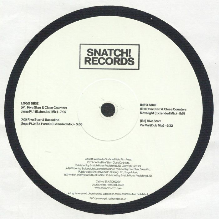 Riva Starr – Keep Me On The Dancefloor Jamz (12", Snatch! Records, 2025) Back Cover