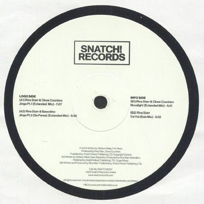 Riva Starr – Keep Me On The Dancefloor Jamz (12", Snatch! Records, 2025) Back Cover