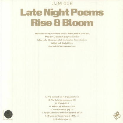 Late Night Poems – Rise & Bloom (LP, U Jazz Me, 2025) Back Cover