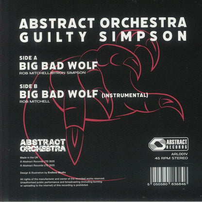 Abstract Orchestra Guilty Simpson – Big Bad Wolf (7", Abstract Records, 2025) Back Cover