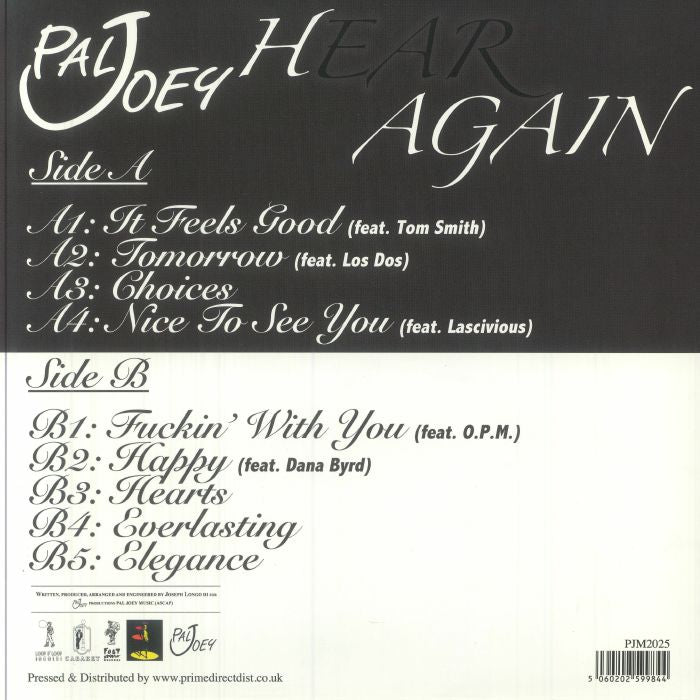 Pal Joey – Hear Again (LP, Pal Joey Music, 2025) Back Cover