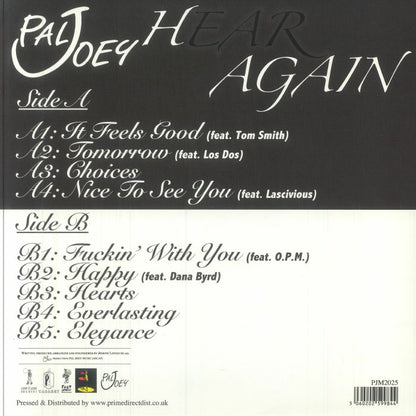 Pal Joey – Hear Again (LP, Pal Joey Music, 2025) Back Cover