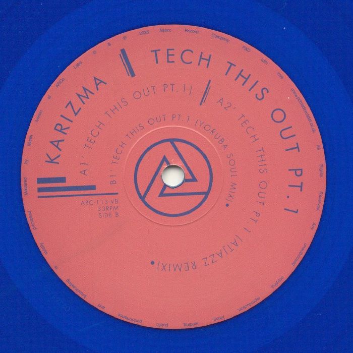 Karizma – Tech This Out Pt. 1 (12", Blue, Atjazz Record Company, 2025) Back Cover