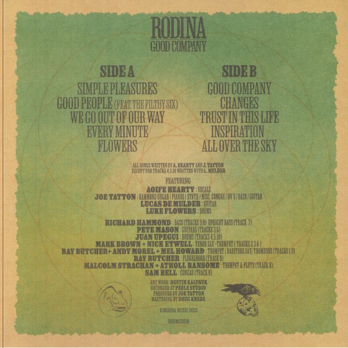 Rodina – Good Company (LP, Transparent Green, Rodina Music, 2025) Back Cover